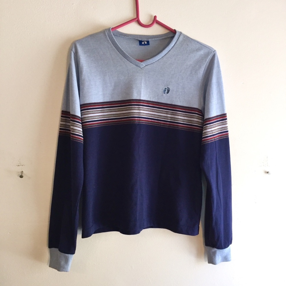 vintage hang ten striped blue top small medium